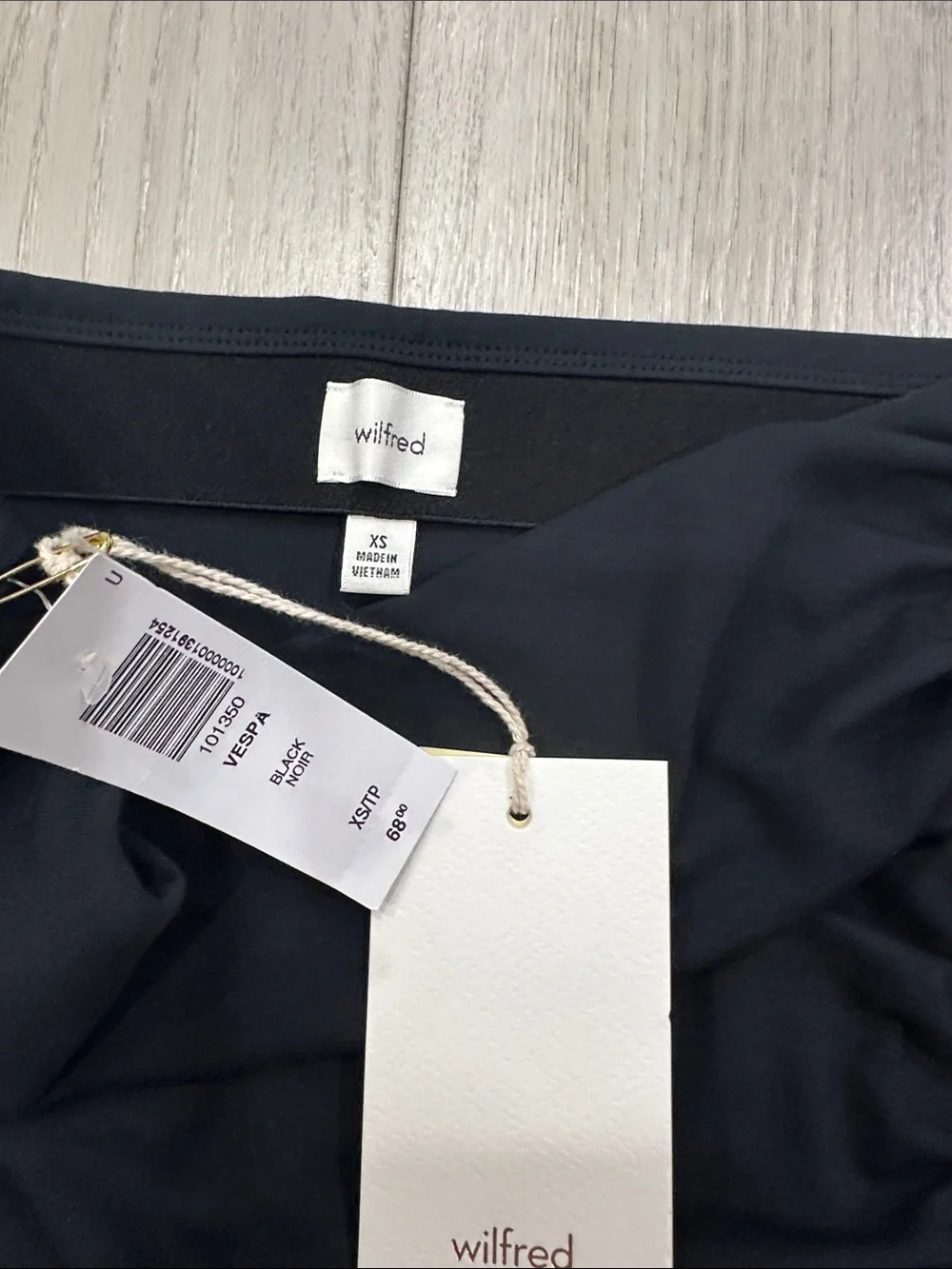Aritzia Wilfred Vesper Black Ruched Wrap Midi Skirt XS NWT